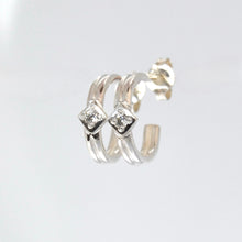 Load image into Gallery viewer, Space Between Huggie Hoop • Silver