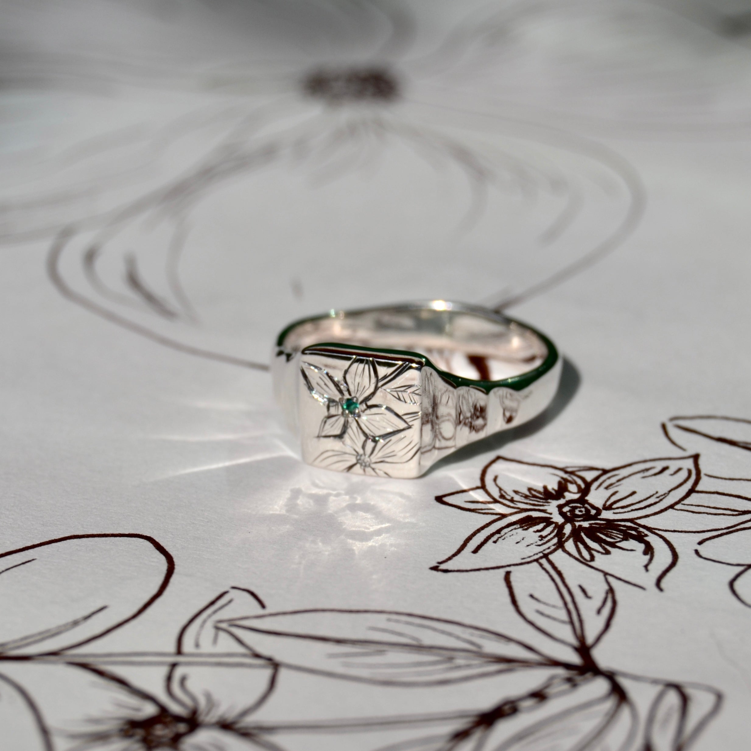 Dogwood Engraved Ring