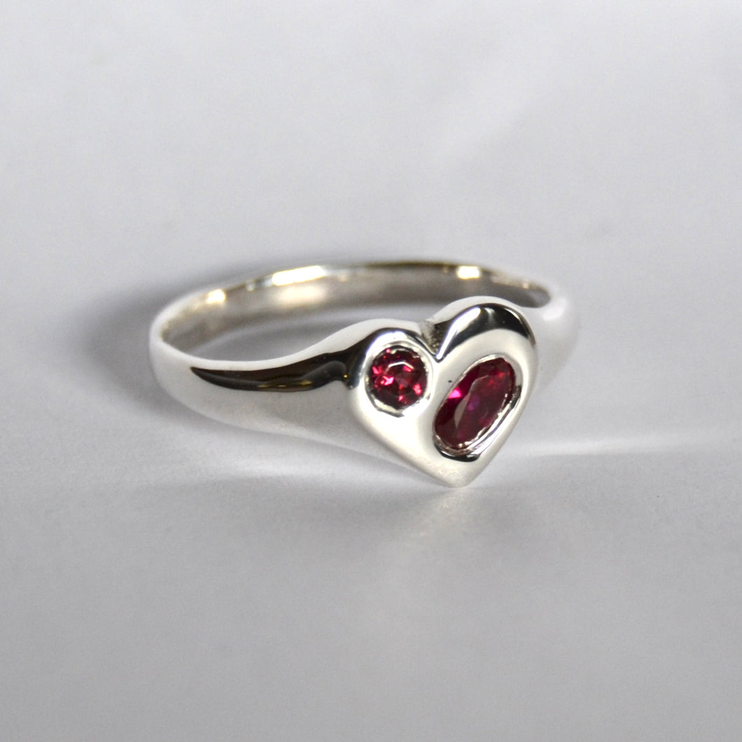 Heart Signet with Stones • Silver